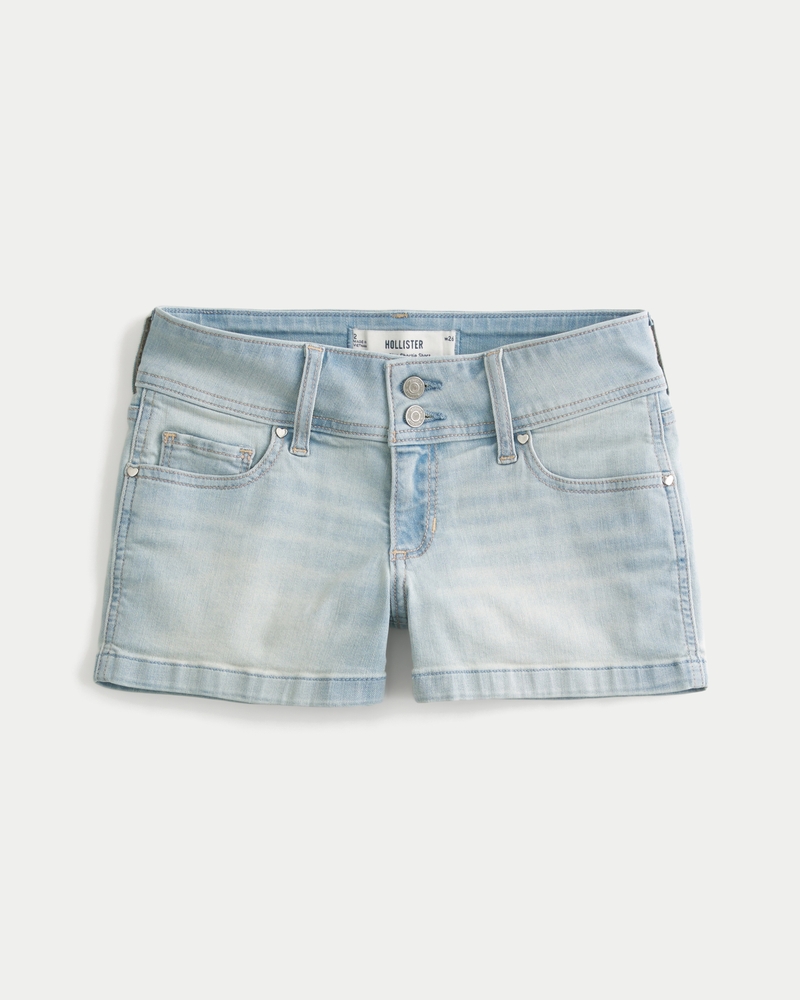 Low-Rise Light Wash Denim Shortie Shorts