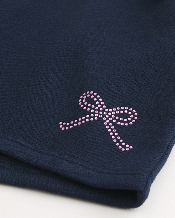 Bow Graphic Fleece Mini Shorts