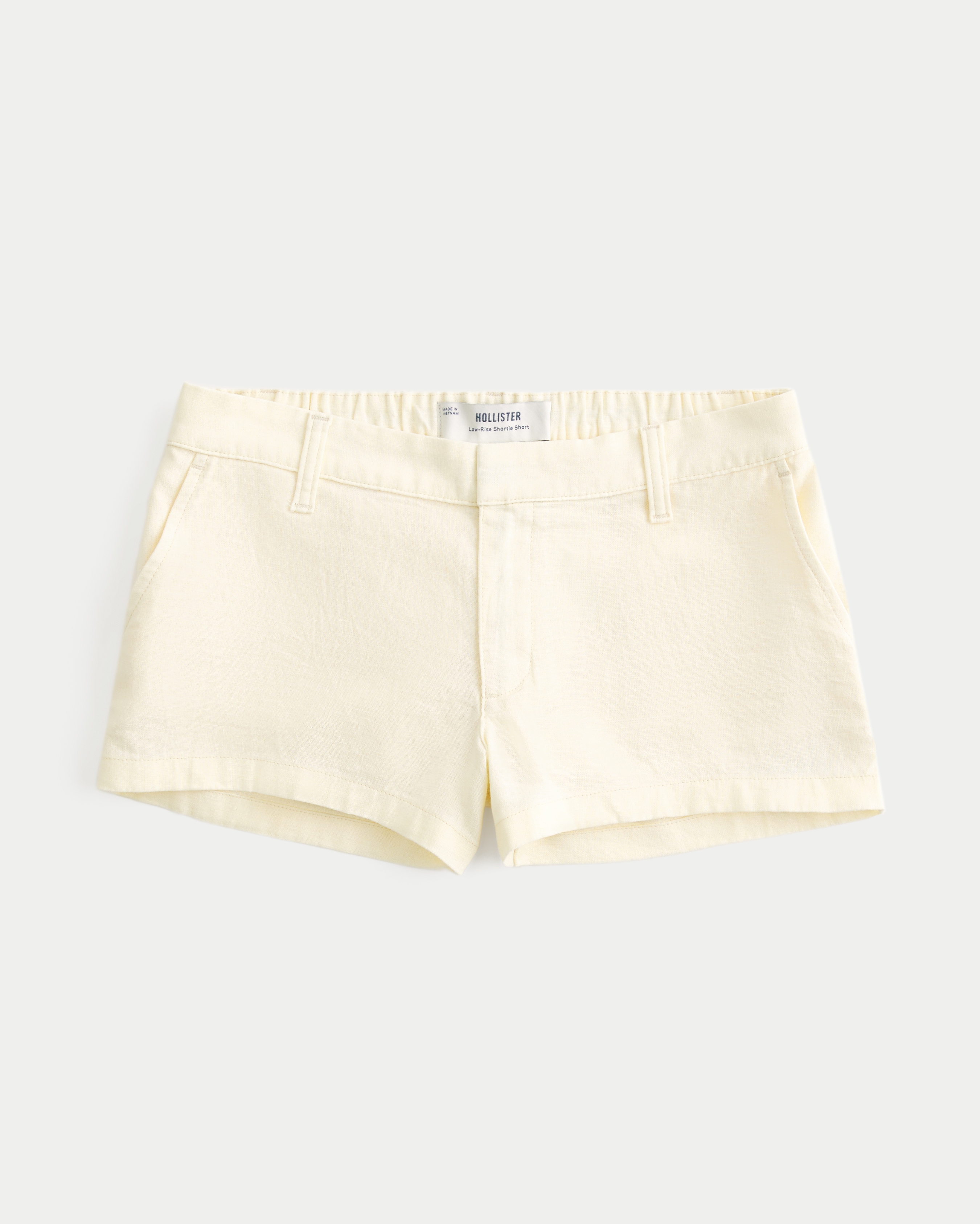Low-Rise Linen-Blend Shortie Shorts