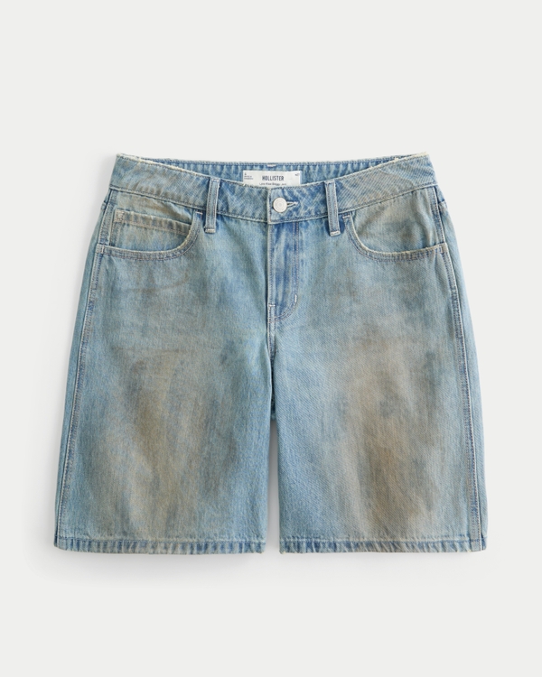 Low-Rise Tinted Mud Wash Baggy Jort, Medium Wash view 2