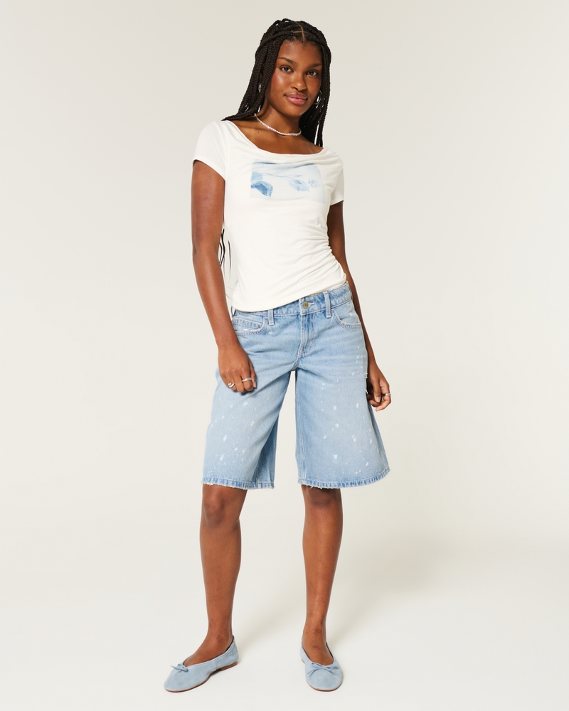 Low-Rise Distressed Super Baggy Jort