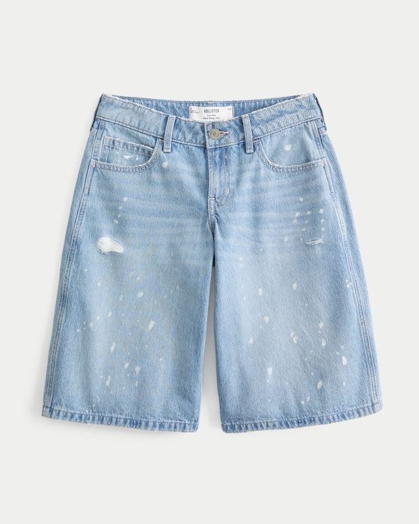 Low-Rise Distressed Super Baggy Jort, Light Wash view 2