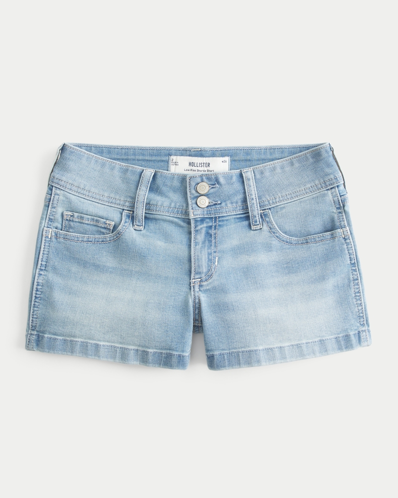 Low-Rise Medium Wash Denim Shortie Shorts