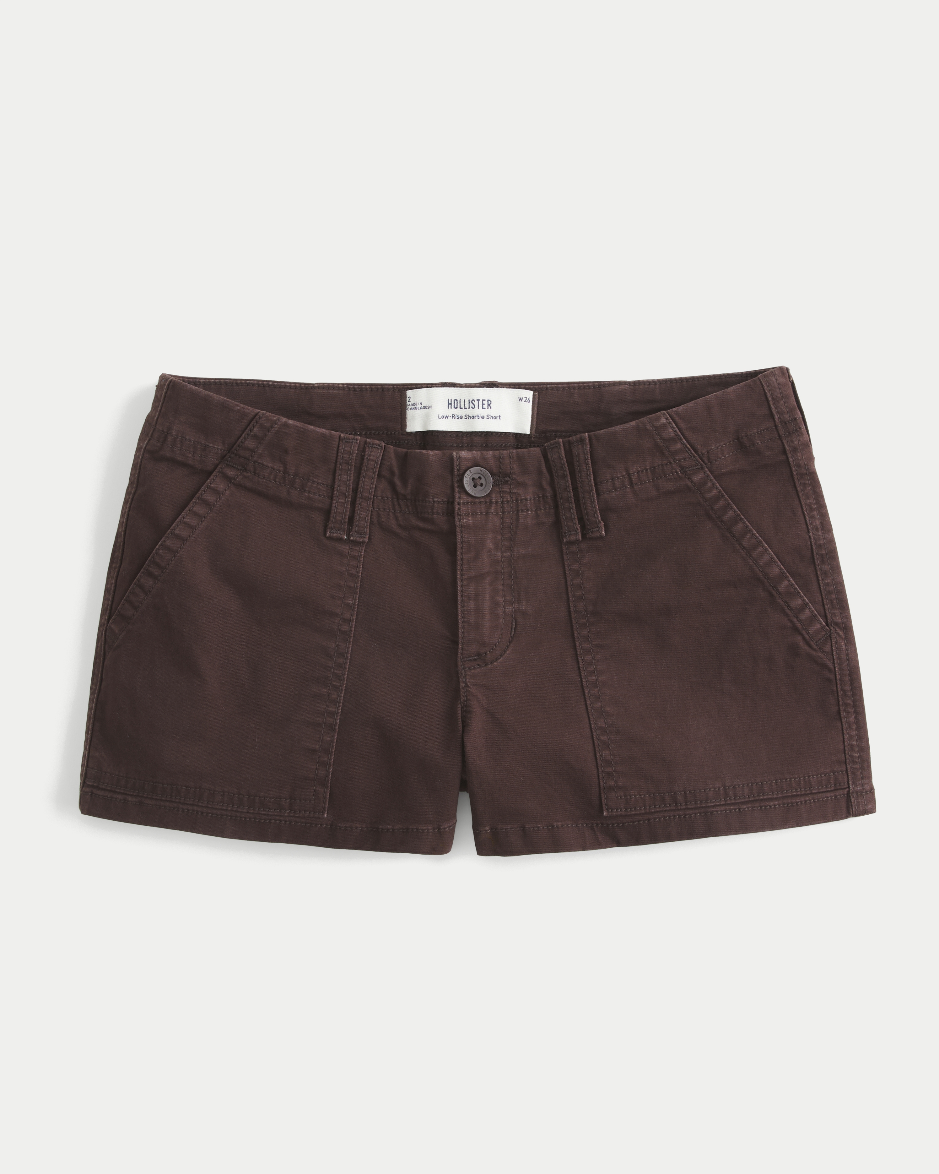 Low-Rise Twill Shortie Shorts