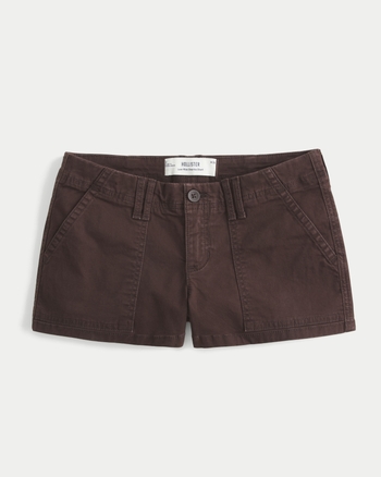 Women's Low-Rise Twill Shortie Shorts | Women's Bottoms | HollisterCo.com