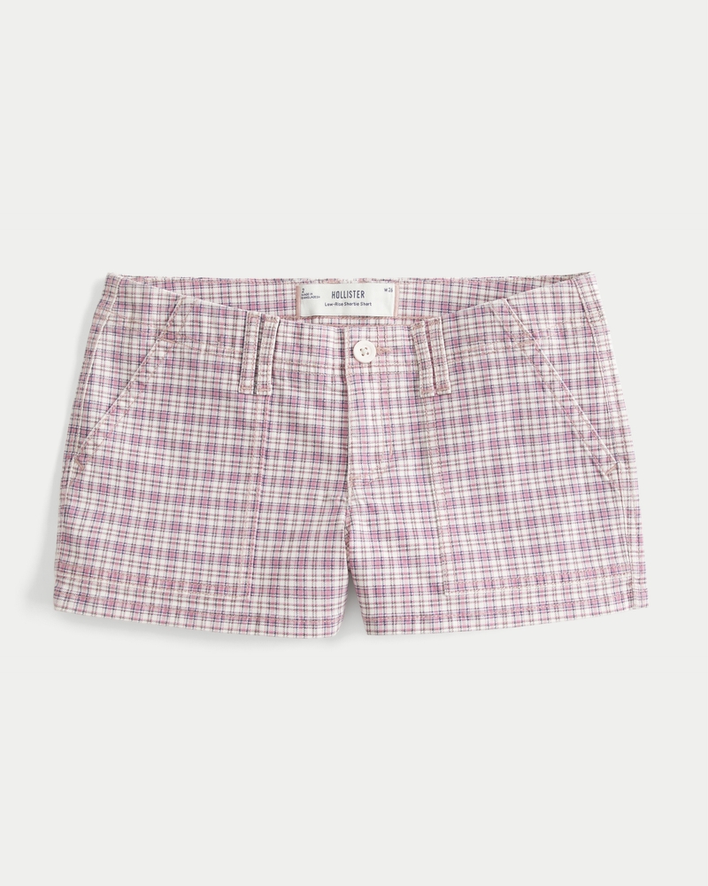 Low-Rise Twill Shortie Shorts