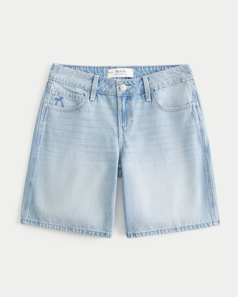 Low-Rise Light Wash Anchor Graphic Baggy Jort