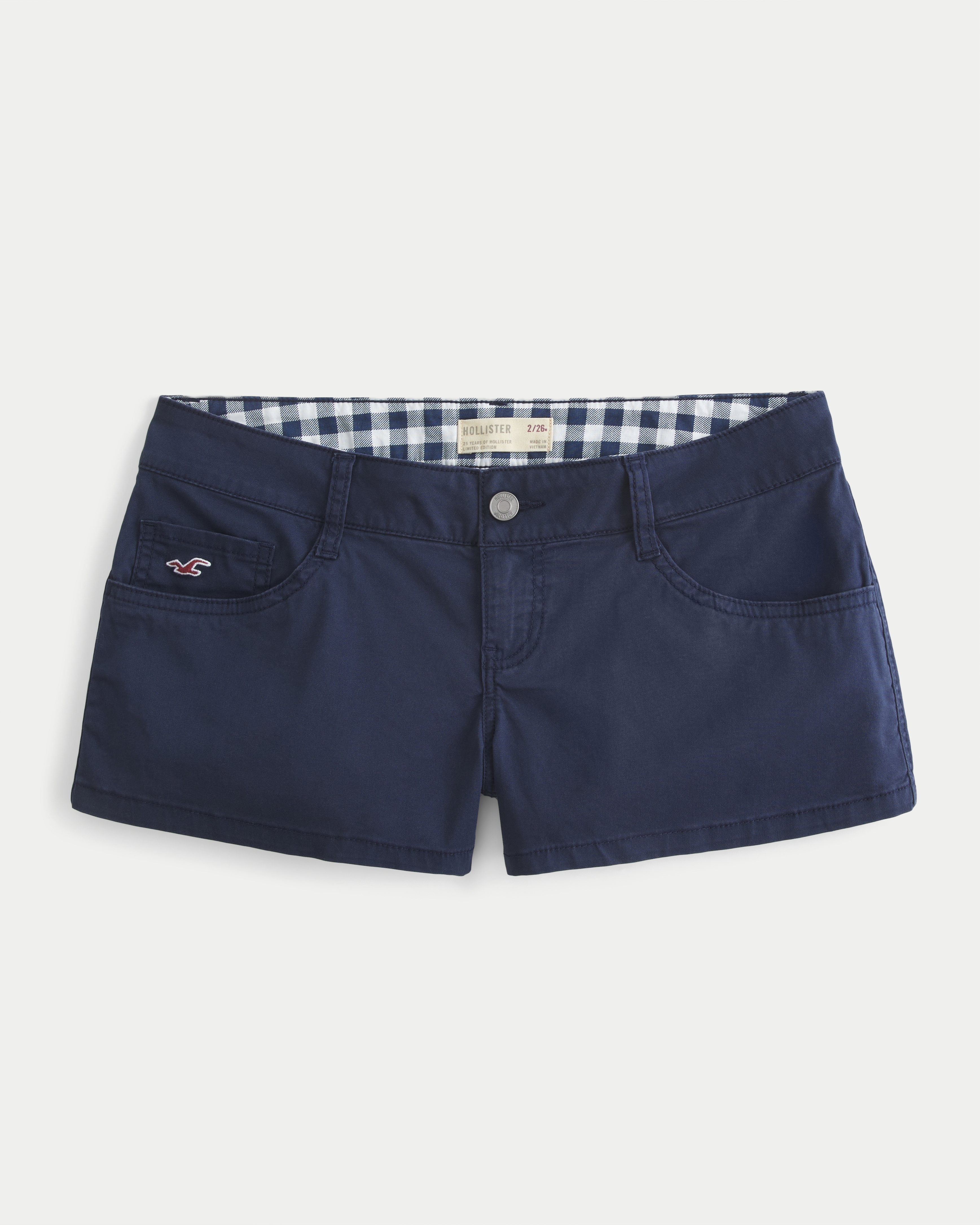 Ultra Low-Rise Navy Twill Mini Shorts