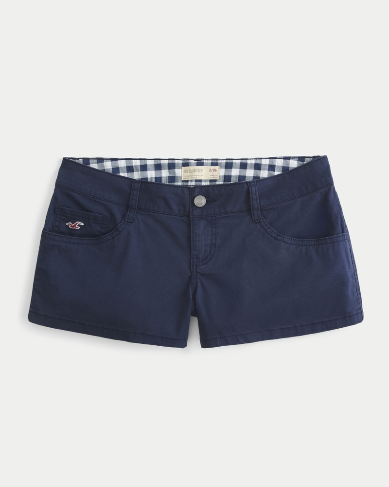 Ultra Low-Rise Navy Twill Mini Shorts