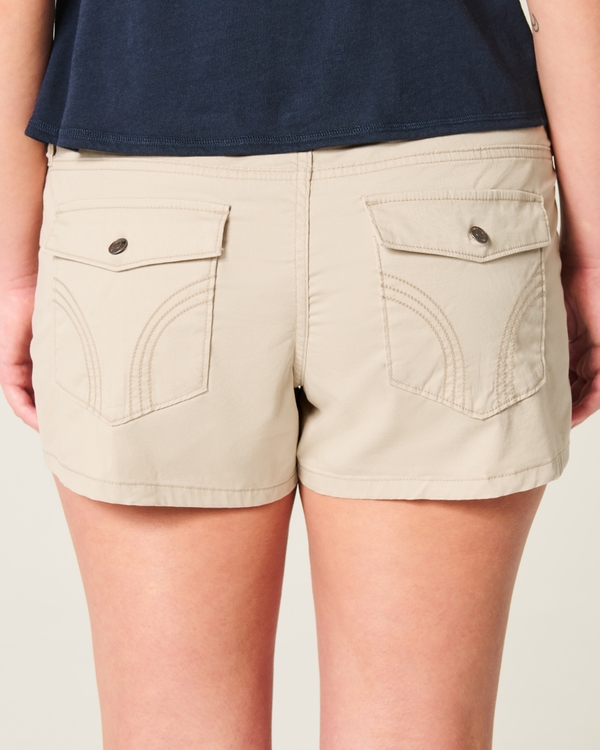 Ultra Low-Rise Khaki Twill Mini Shorts, Khaki view 2
