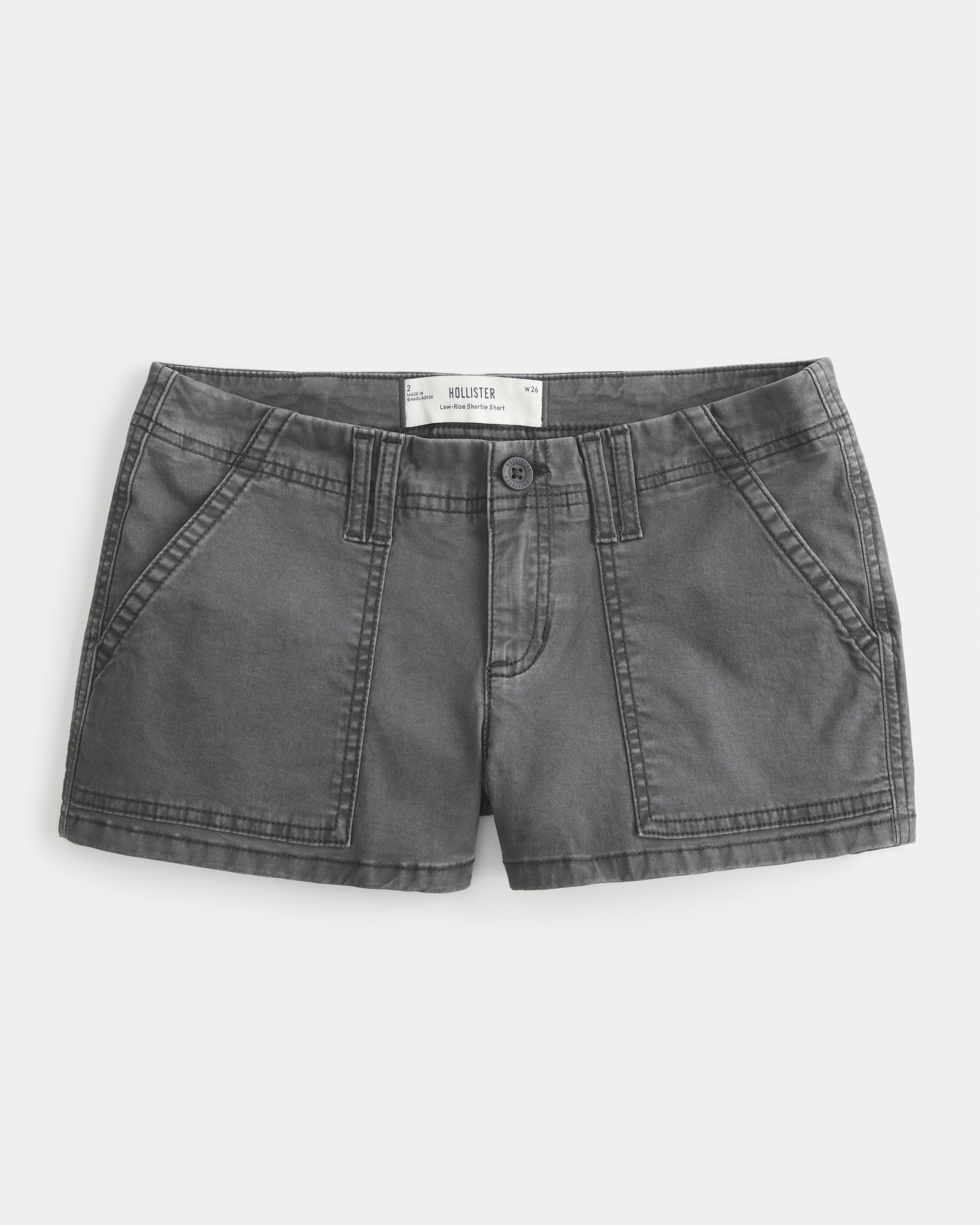 Low-Rise Twill Shortie Shorts