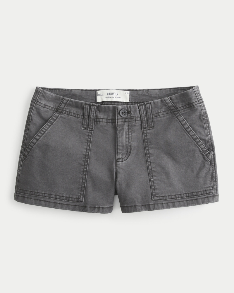 Low-Rise Twill Shortie Shorts