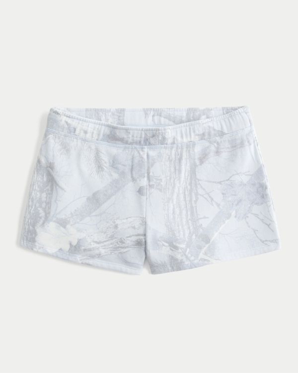 Blue Camo Fleece Mini Shorts
