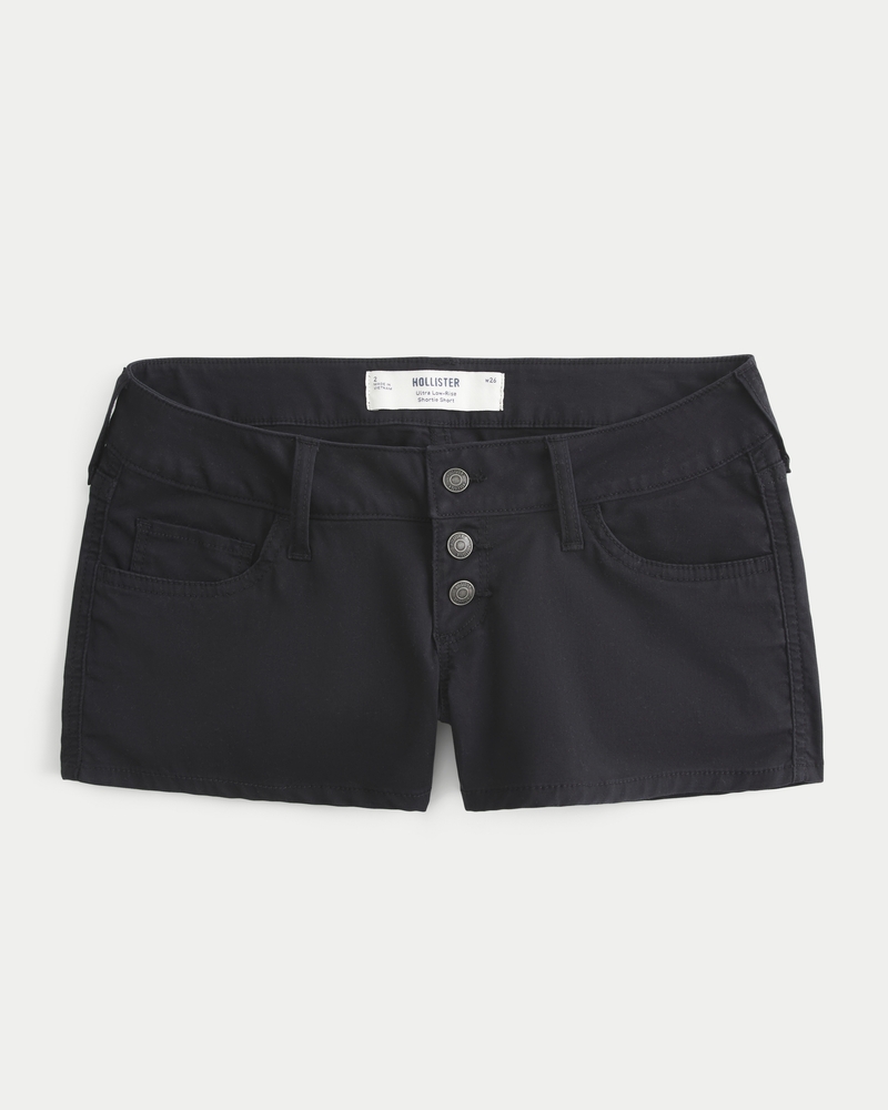 Ultra Low-Rise Twill Shortie Shorts