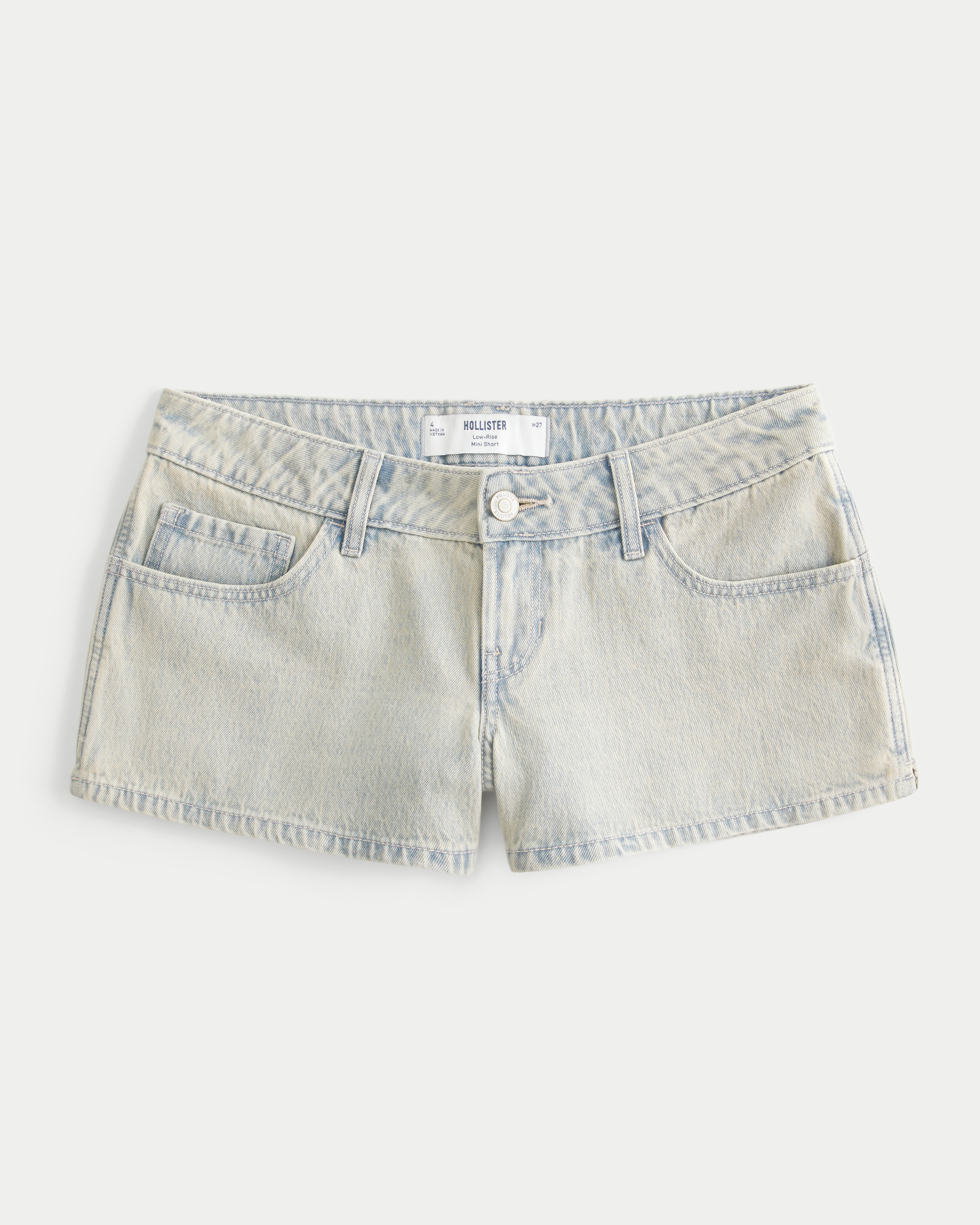 Low-Rise Light Wash Denim Mini Shorts