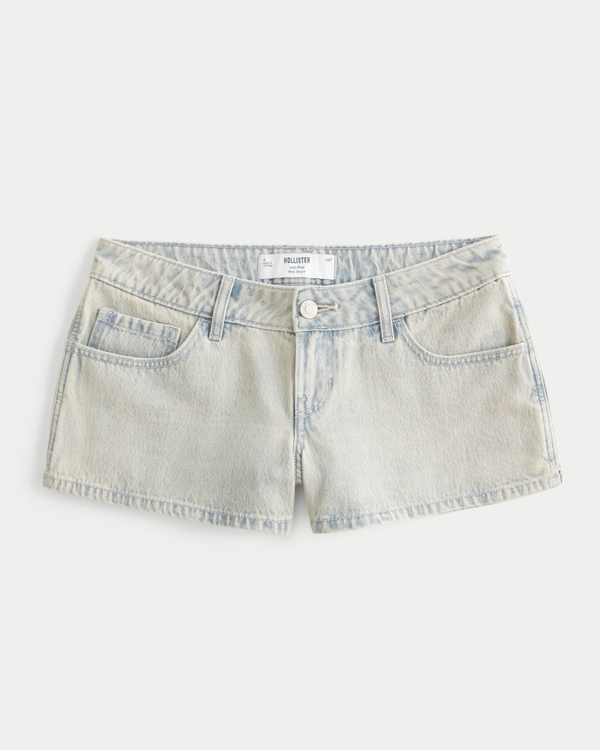 Low-Rise Light Wash Denim Mini Shorts, Light view 1