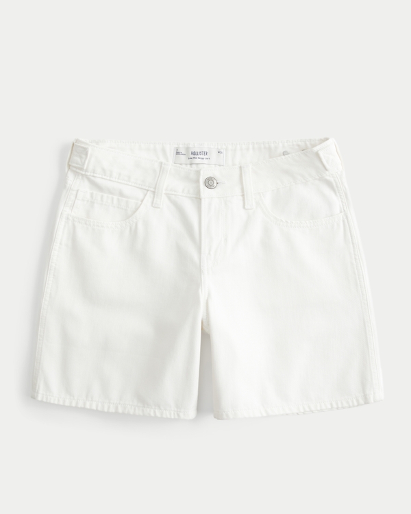 Low-Rise White Adjustable Waistband Baggy Jort, Cloud White view 1