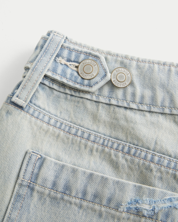 Low-Rise Light Wash Adjustable Waistband Baggy Jort