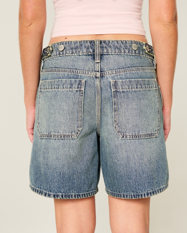 Low-Rise Medium Wash Adjustable Waistband Baggy Jort, Medium view 2