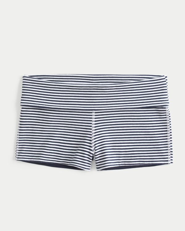 Reversible Knit Shortie Shorts, Navy Blue Stripe view 1