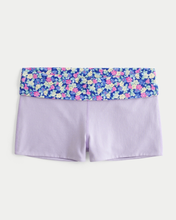 Reversible Knit Shortie Shorts, Pastel Purple view 1