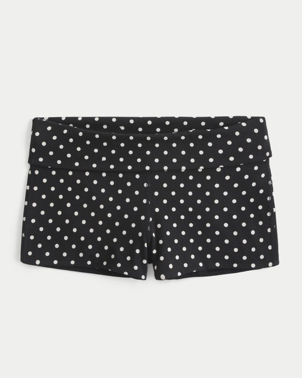 Reversible Knit Shortie Shorts, Black Dot view 1