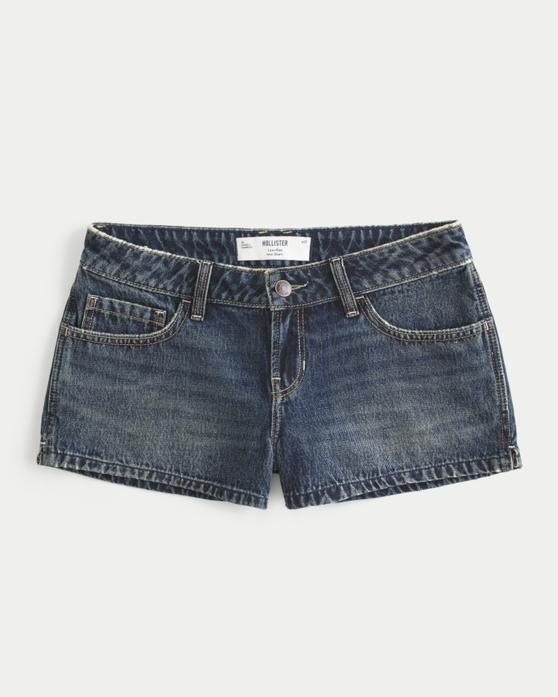 Low-Rise Dark Wash Denim Mini Shorts