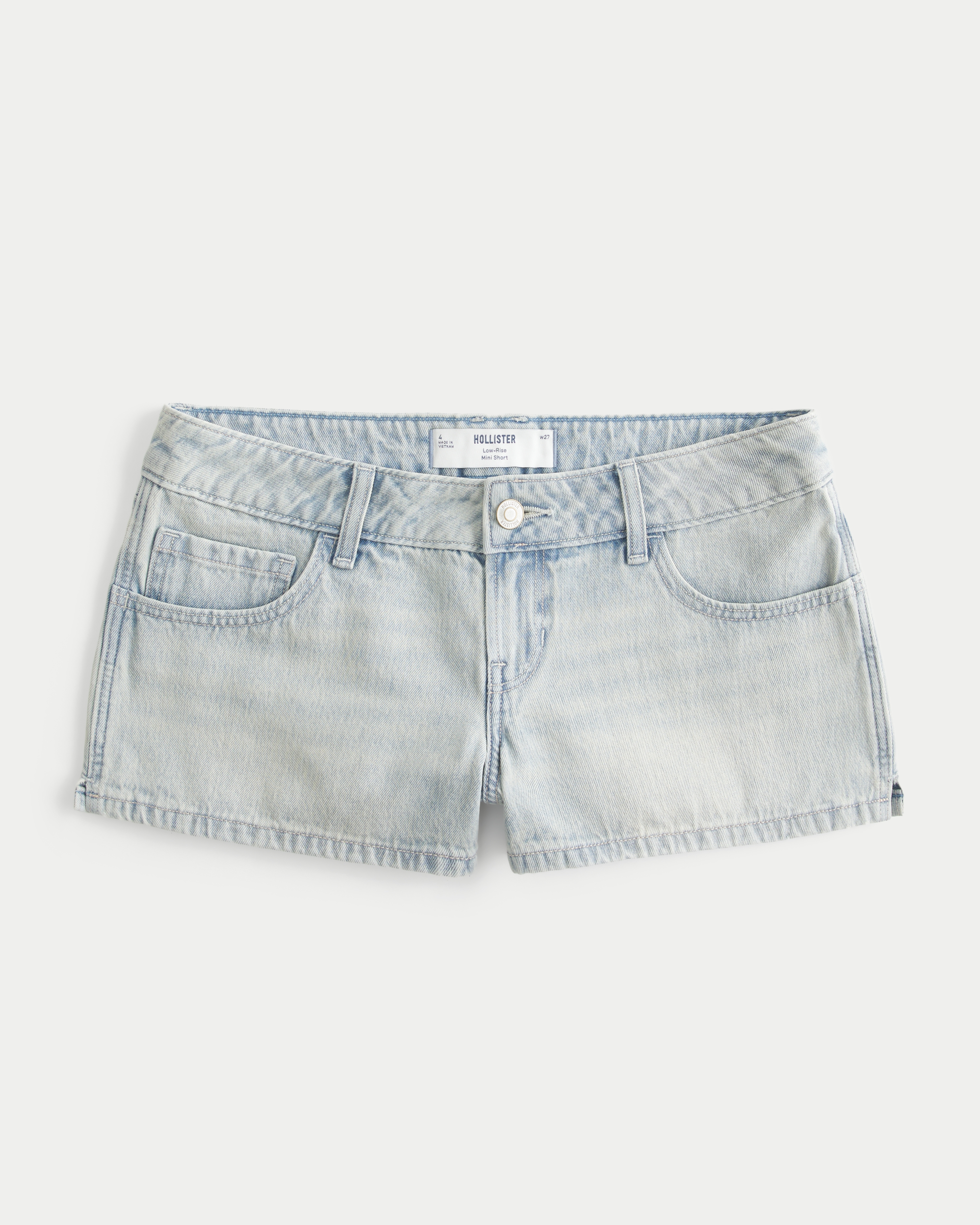 Low-Rise Light Wash Denim Mini Shorts