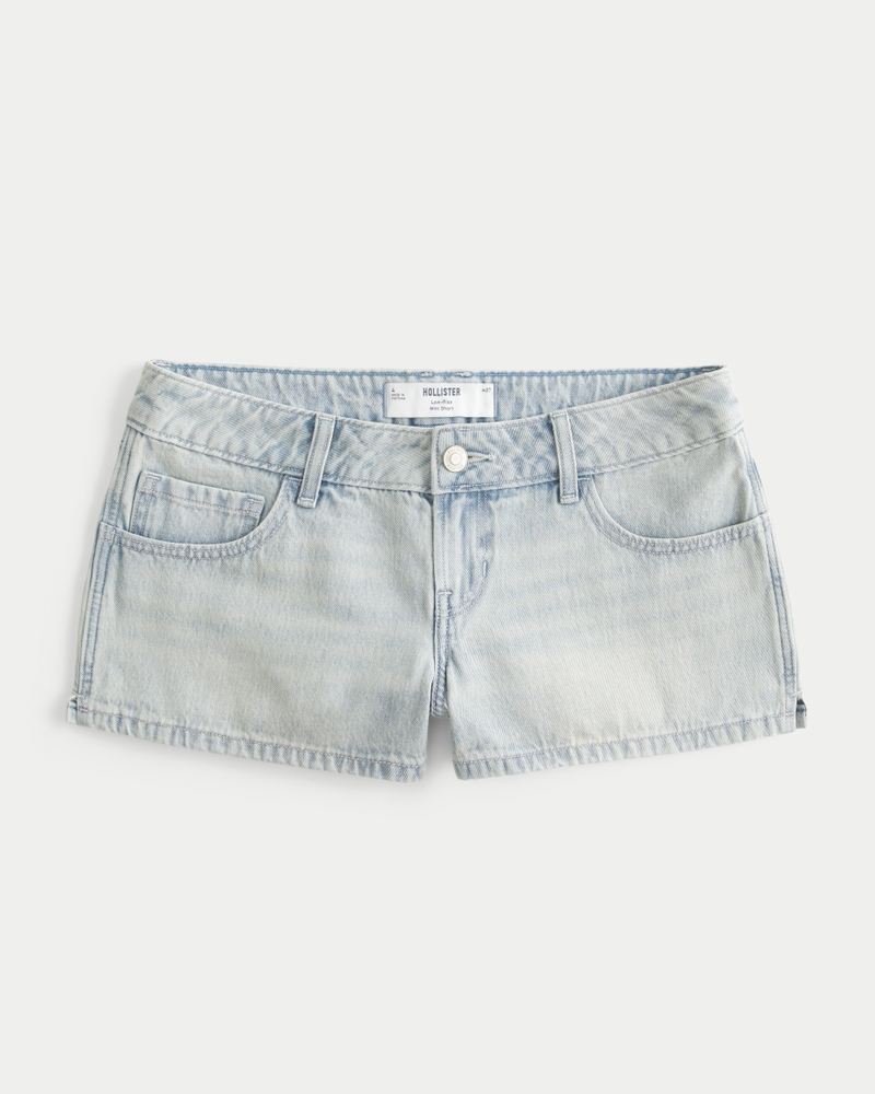 Low-Rise Light Wash Denim Mini Shorts
