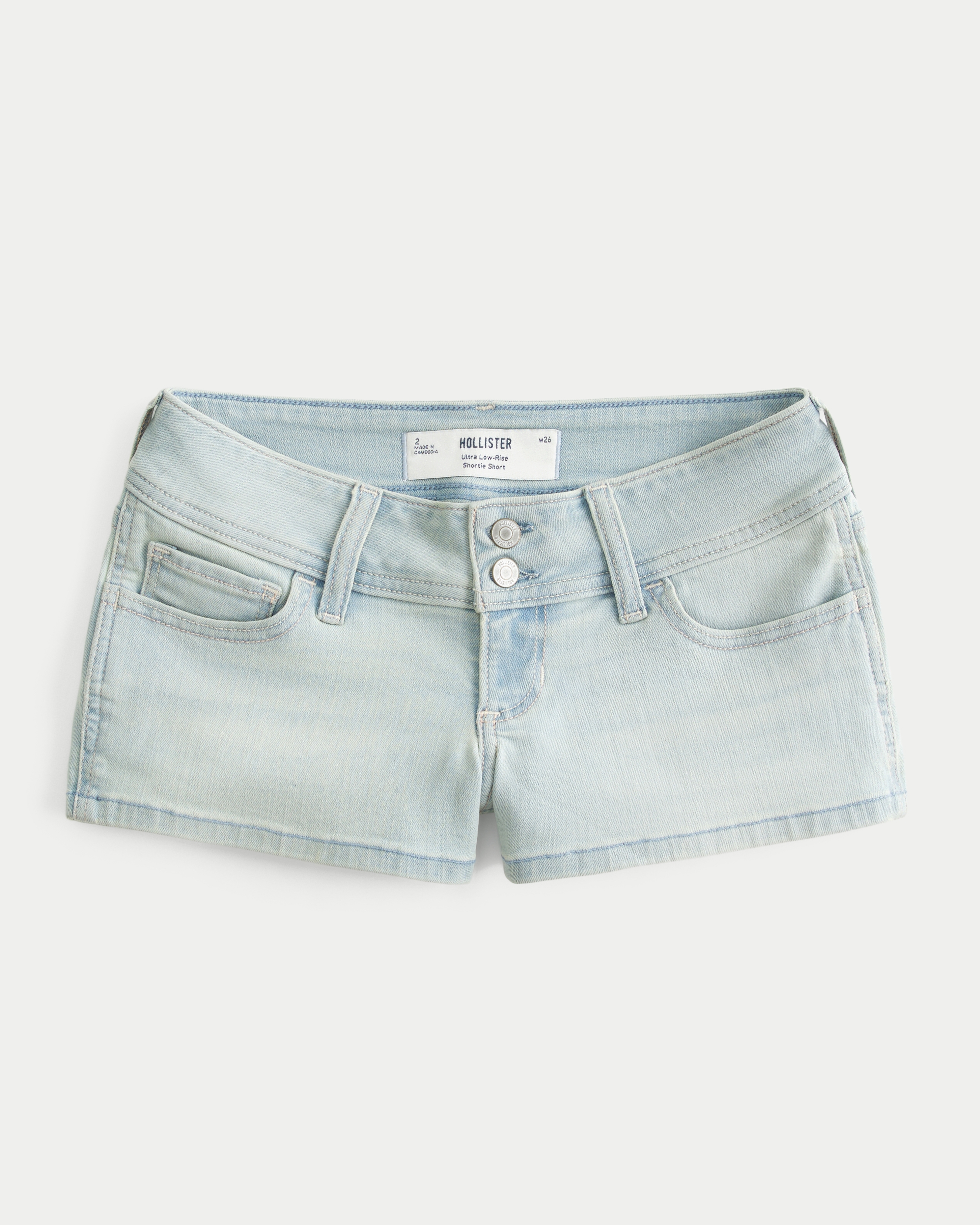 Ultra Low-Rise Light Wash Jean Shortie Shorts