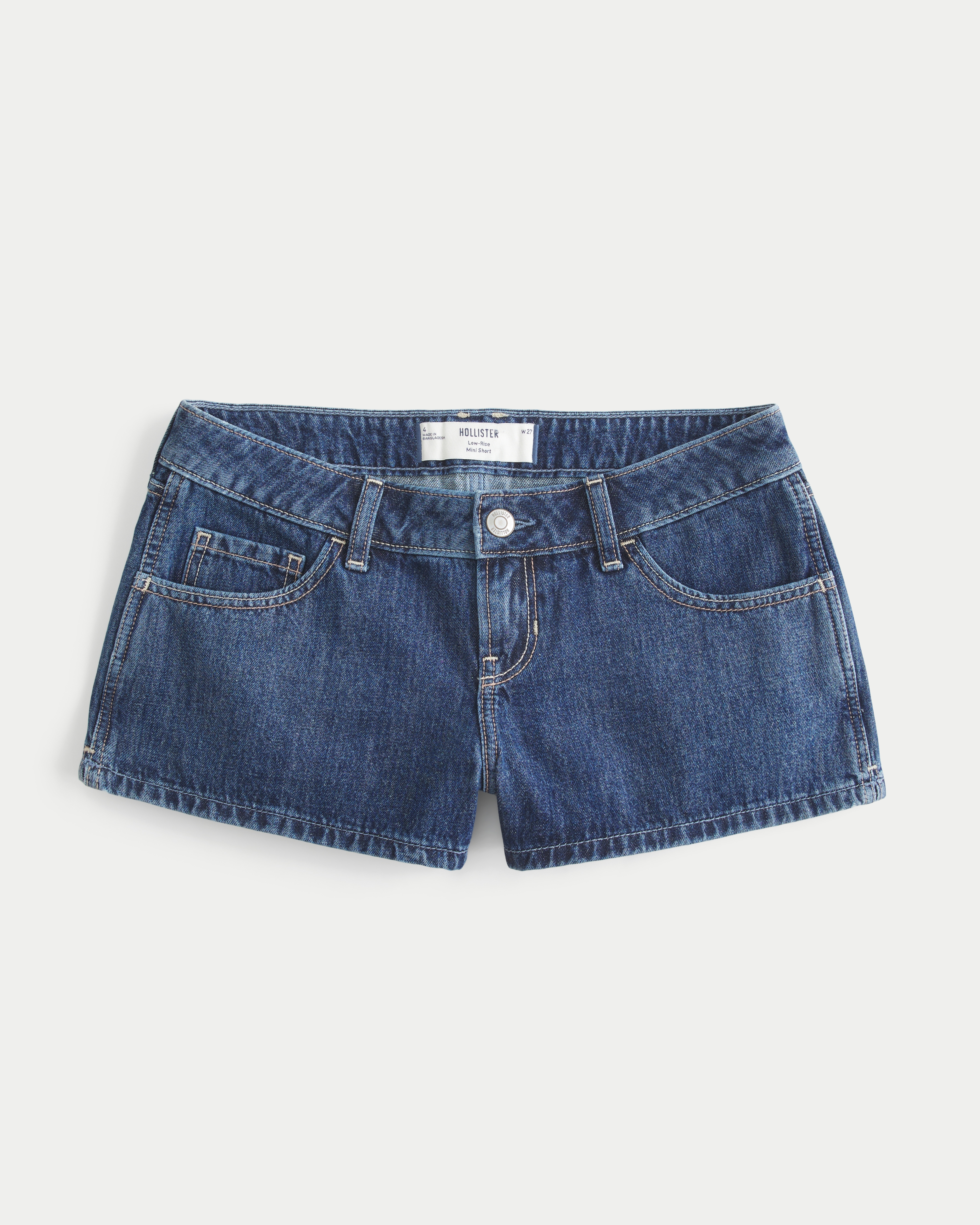 Low-Rise Medium Wash Denim Mini Shorts