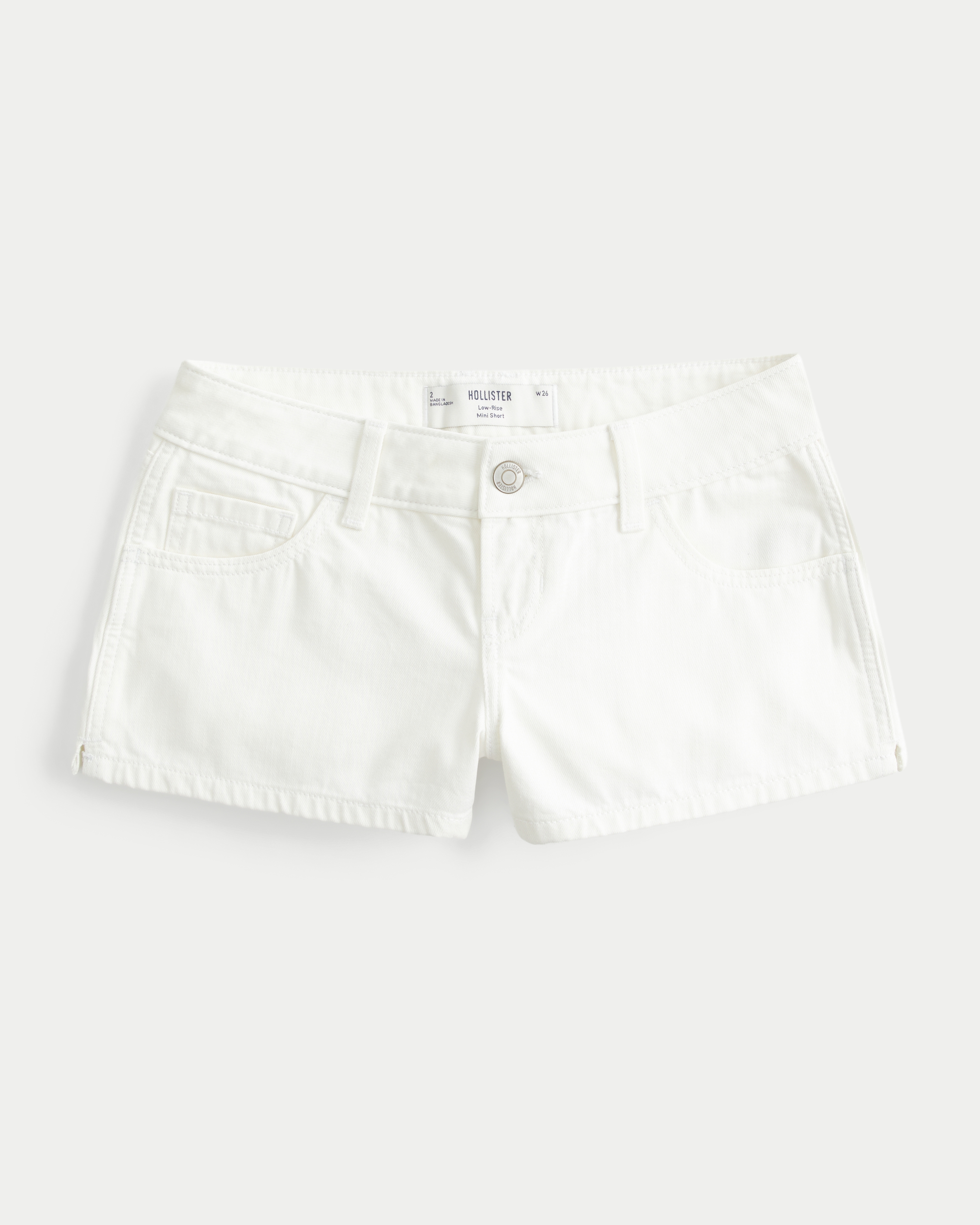 Low-Rise White Mini Jean Shorts