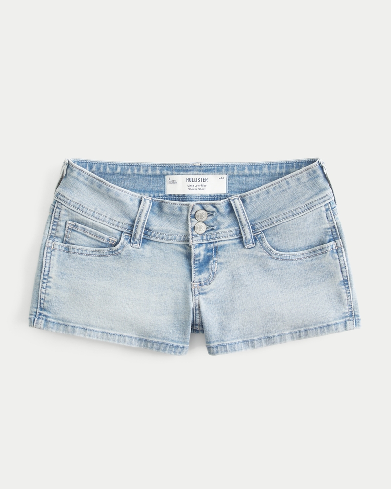 Women's Ultra Low-Rise Light Wash Jean Shortie Shorts | Women's