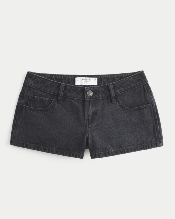 Low-Rise Black Denim Mini Shorts