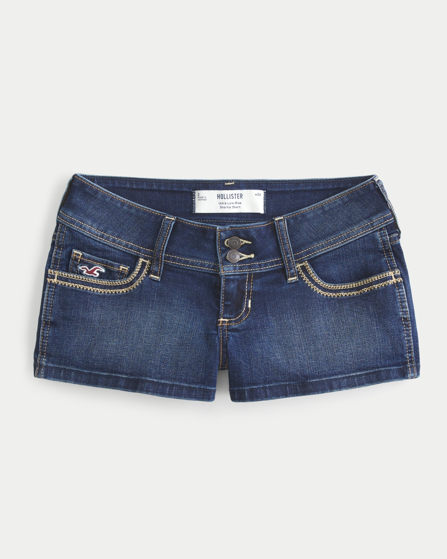 Ultra Low Rise Dark Wash Denim Shortie