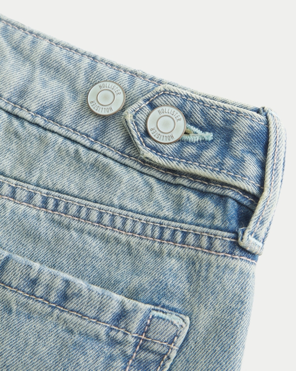 Hollister Andi Adjustable Waist Low-Rise Baggy Jean Shorts, Light view 2