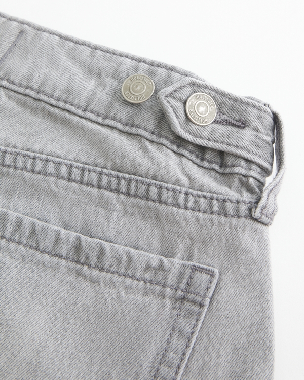 Hollister Andi Adjustable Waist Low-Rise Baggy Jean Shorts, Grey view 2