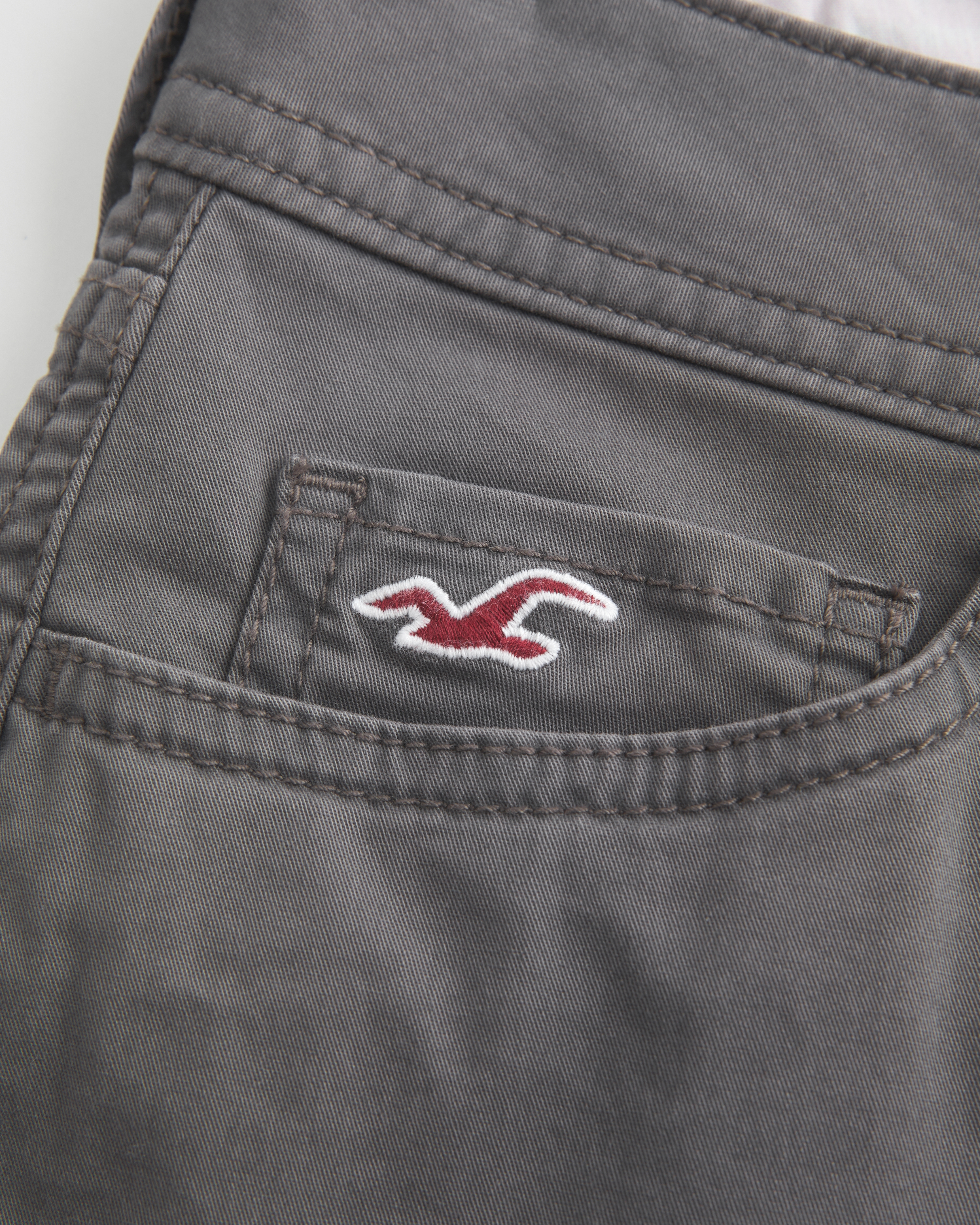 Ultra Low-Rise Interior Pattern Waistband Twill Shortie Shorts