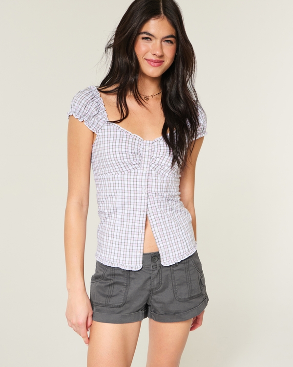 Twill Utility Mini Shorts, Dark Gray view 1