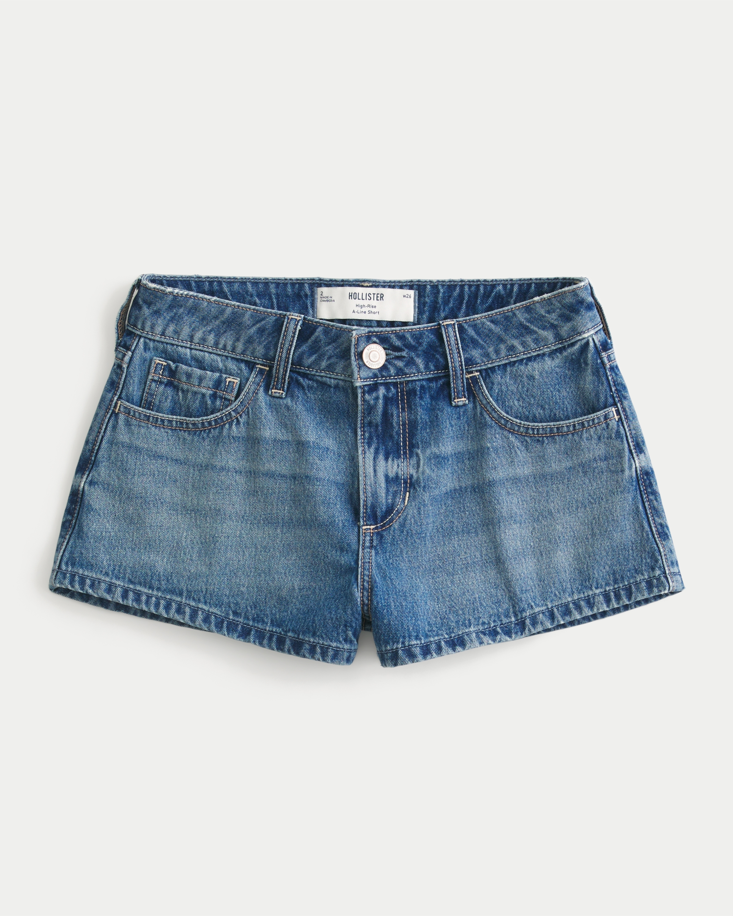 High-Rise Medium Wash A-Line Jean Shorts