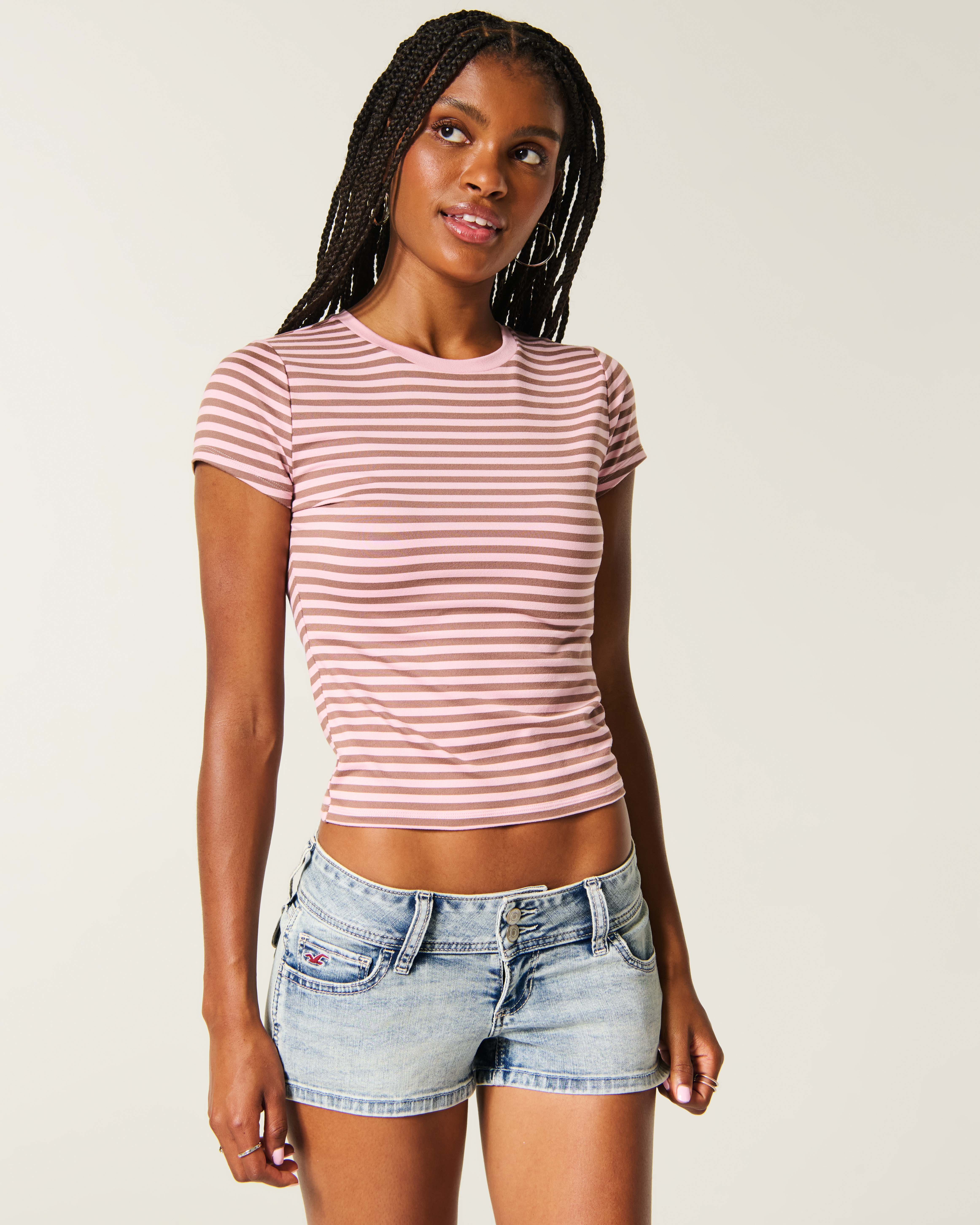Ultra Low-Rise Jean Shortie Shorts