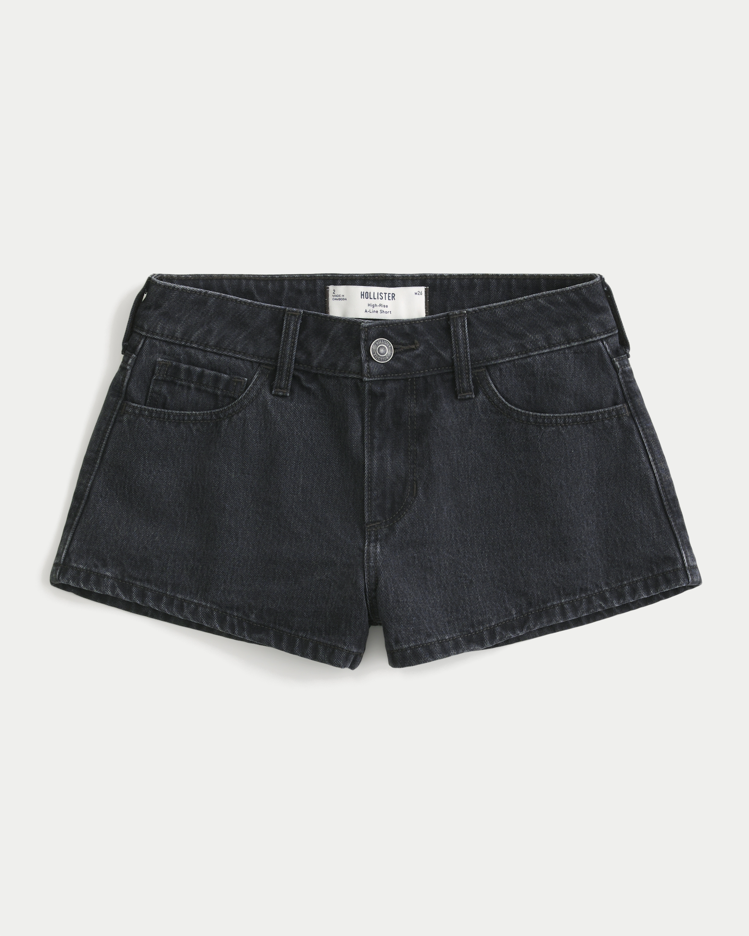 High-Rise Black A-Line Jean Shorts