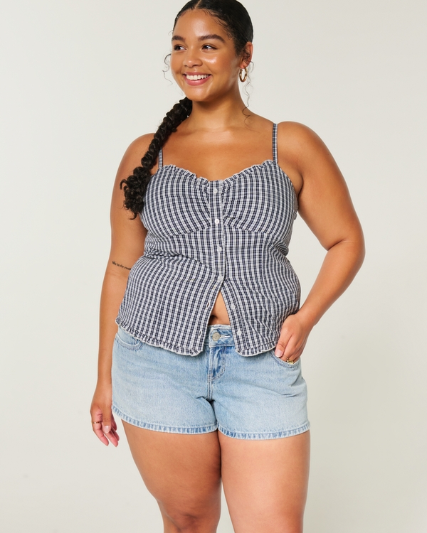 Low-Rise Mini Jean Shorts, Medium view 1