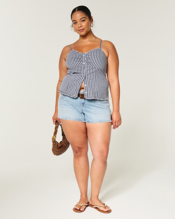 Low-Rise Mini Jean Shorts, Medium view 2