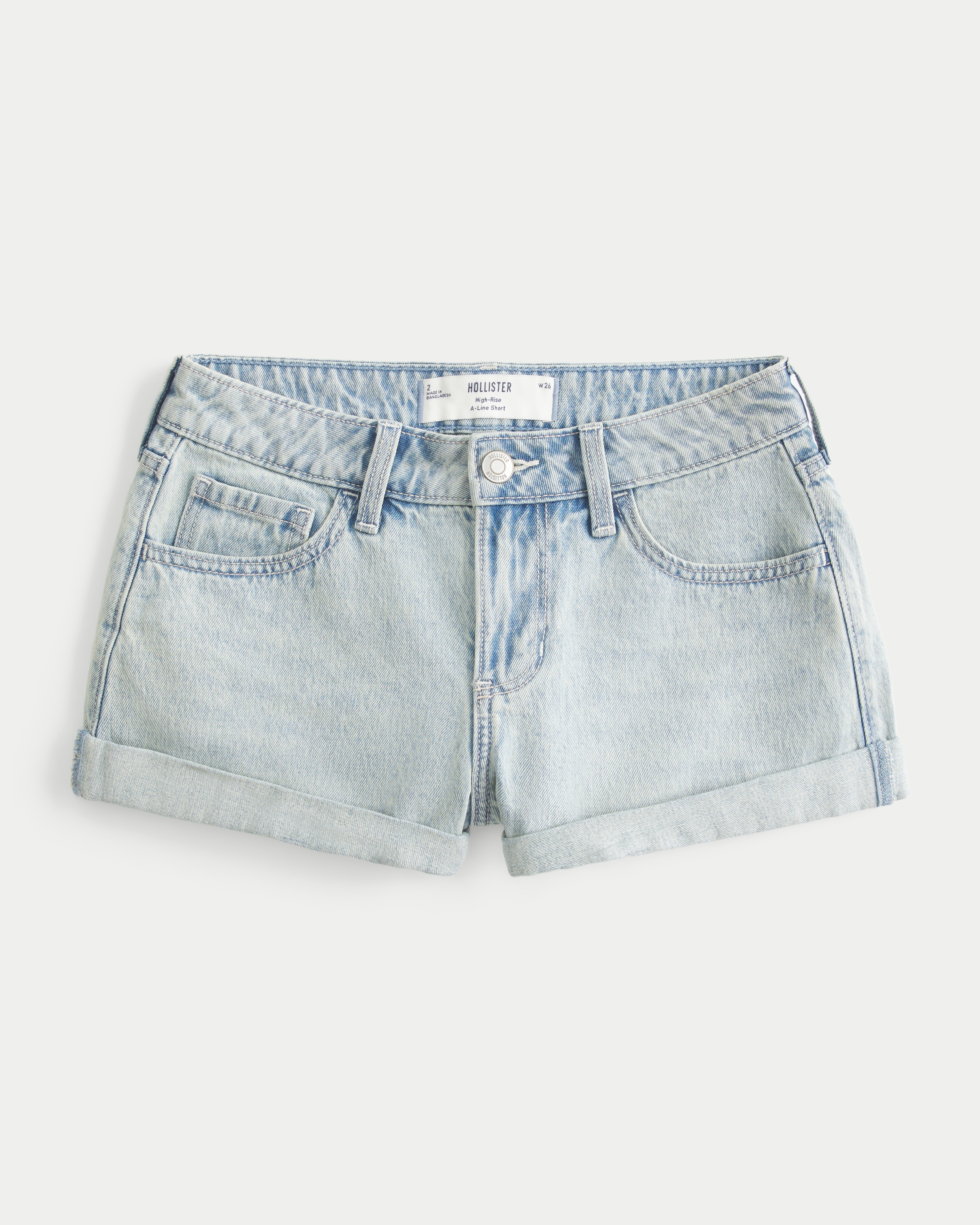 High-Rise Denim A-Line Shorts
