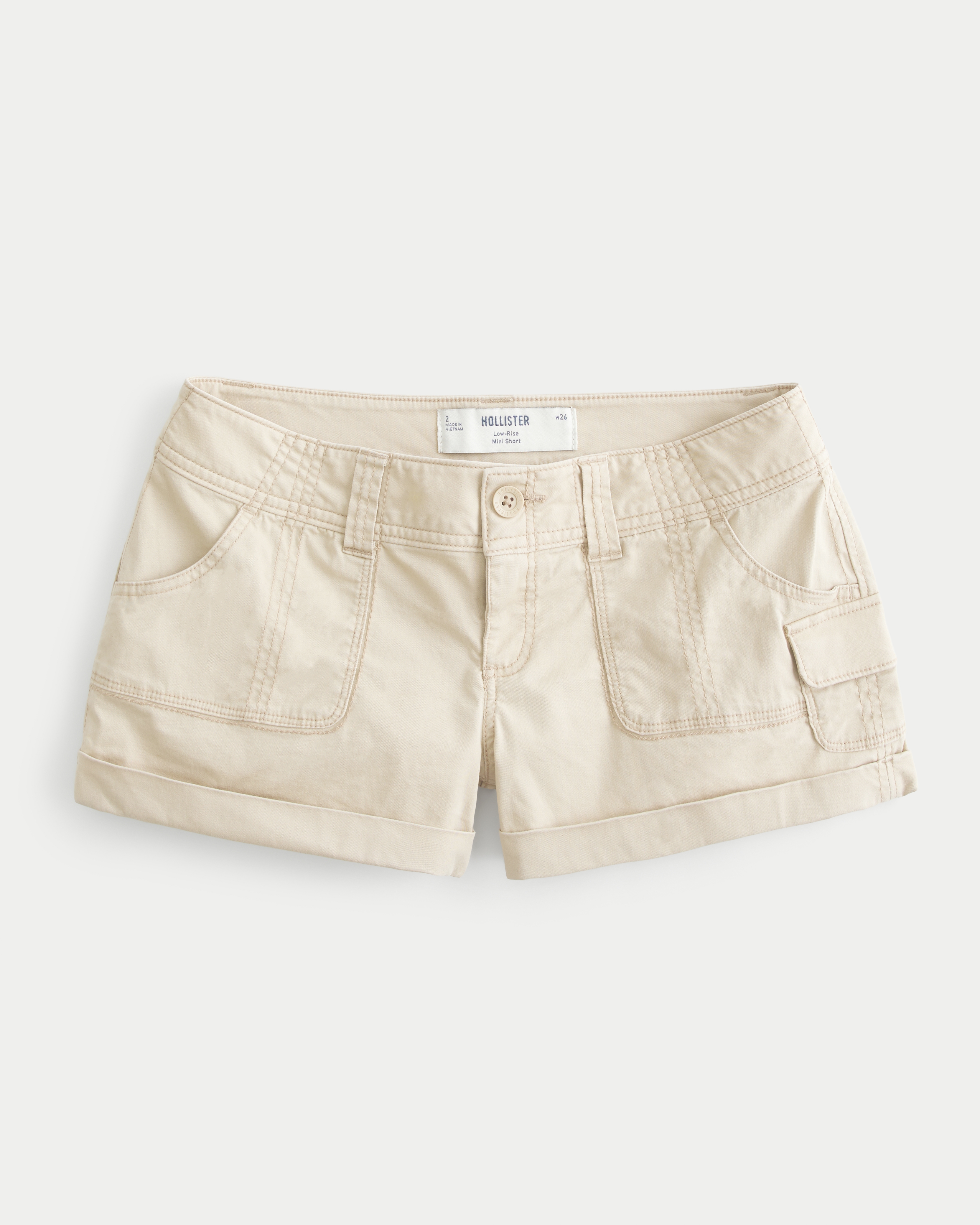 Low-Rise Twill Mini Utility Shorts