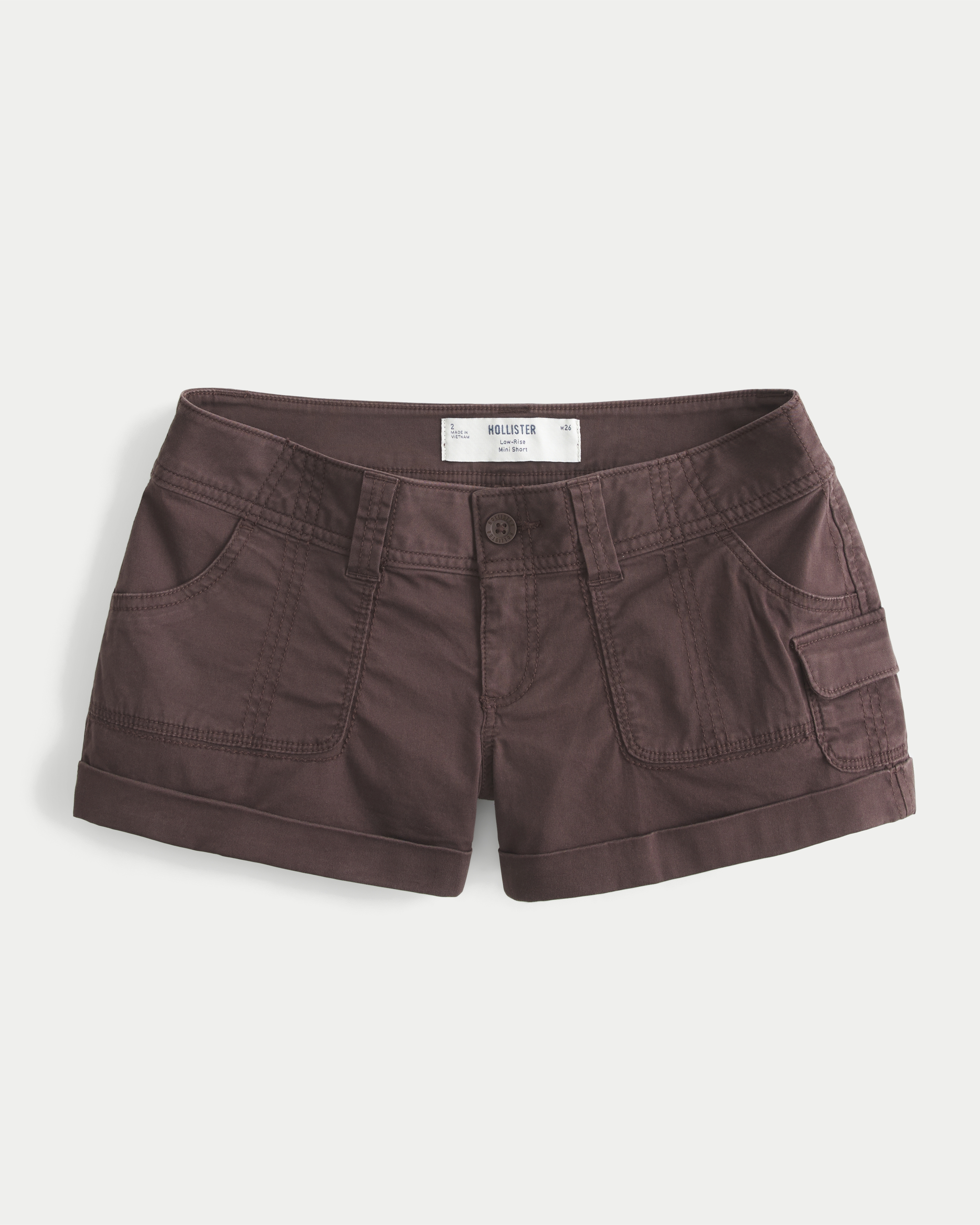 Low-Rise Twill Mini Utility Shorts