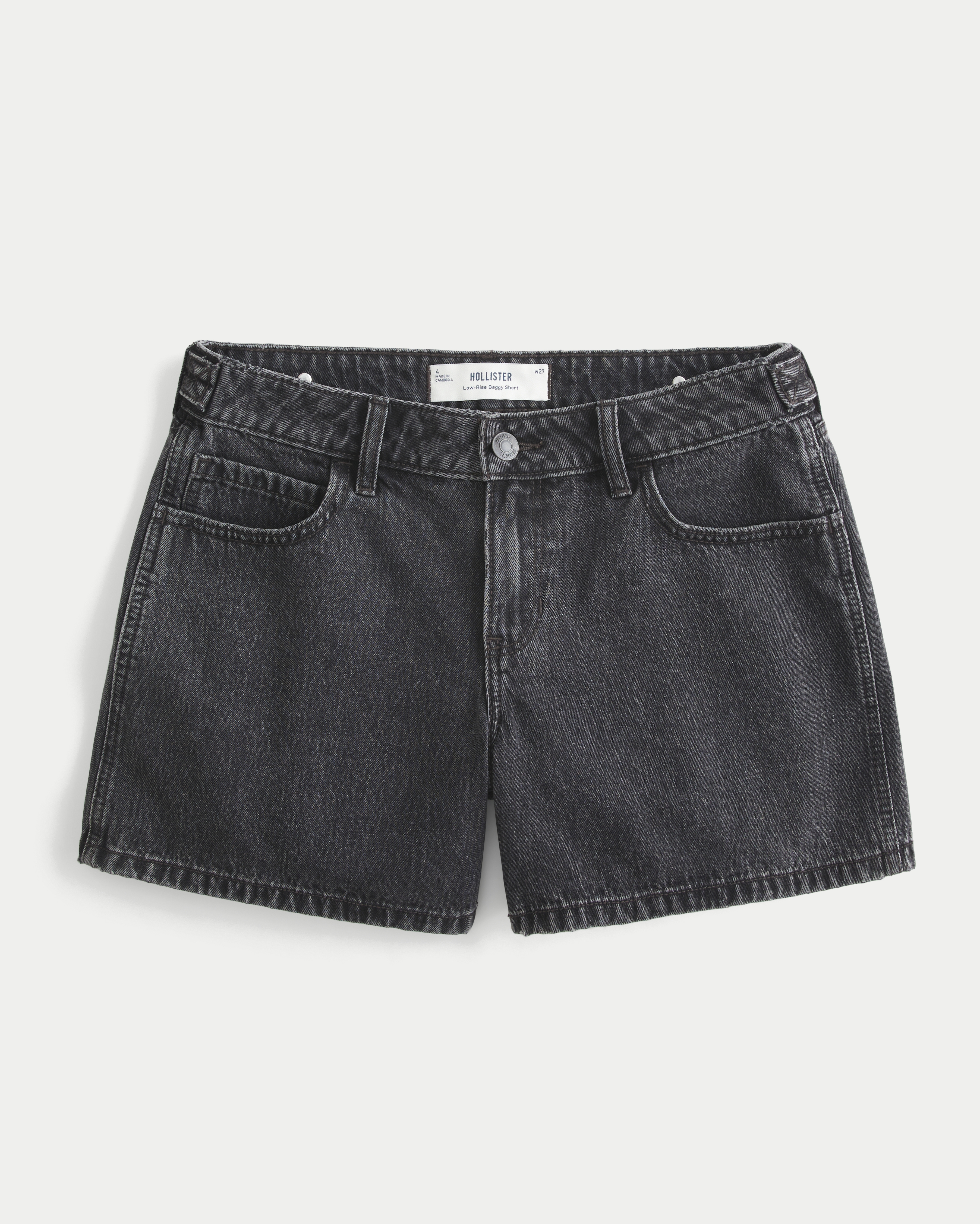Adjustable Waist Low-Rise Baggy Denim Shorts