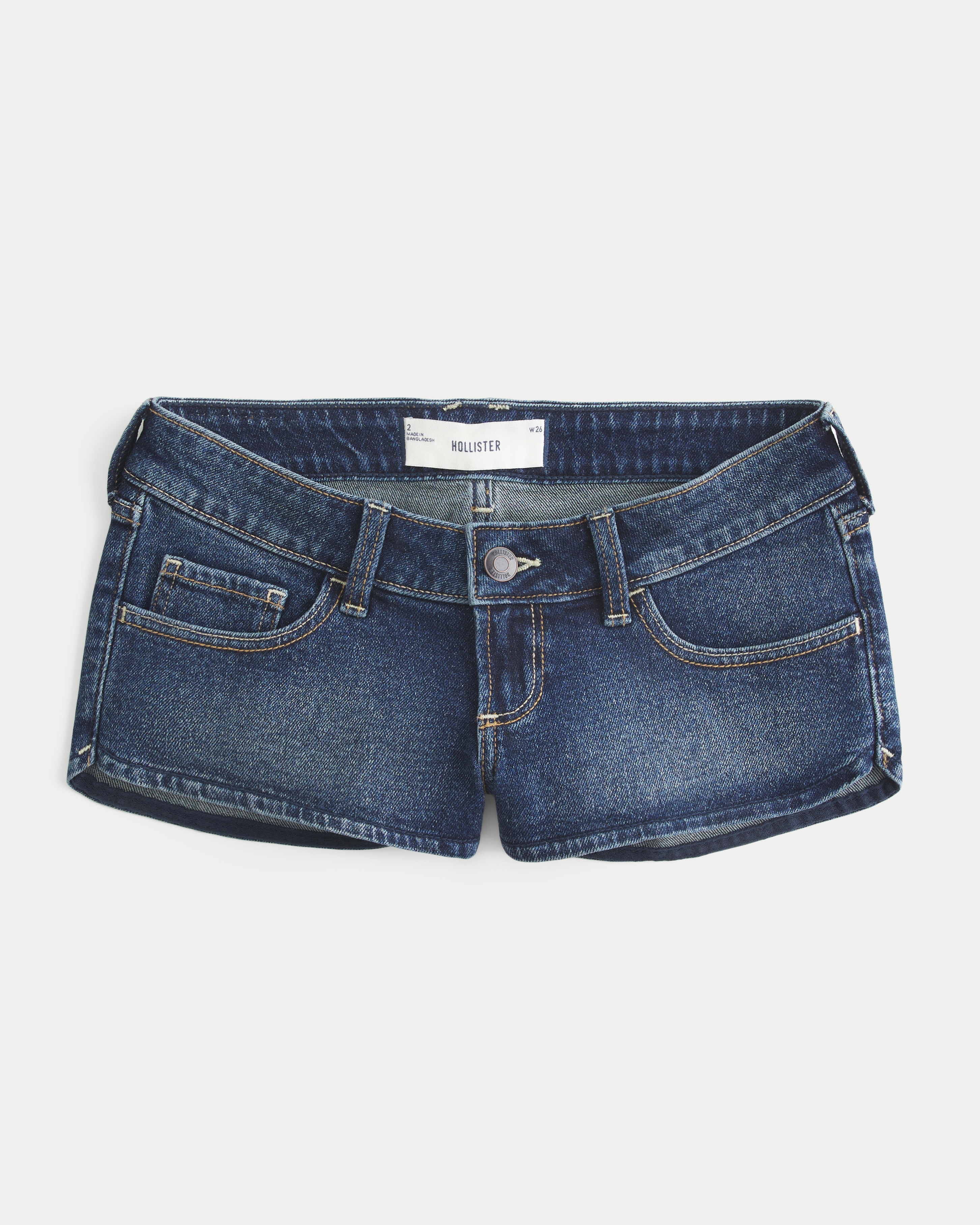 Ultra Low-Rise Denim Micro Shortie Shorts
