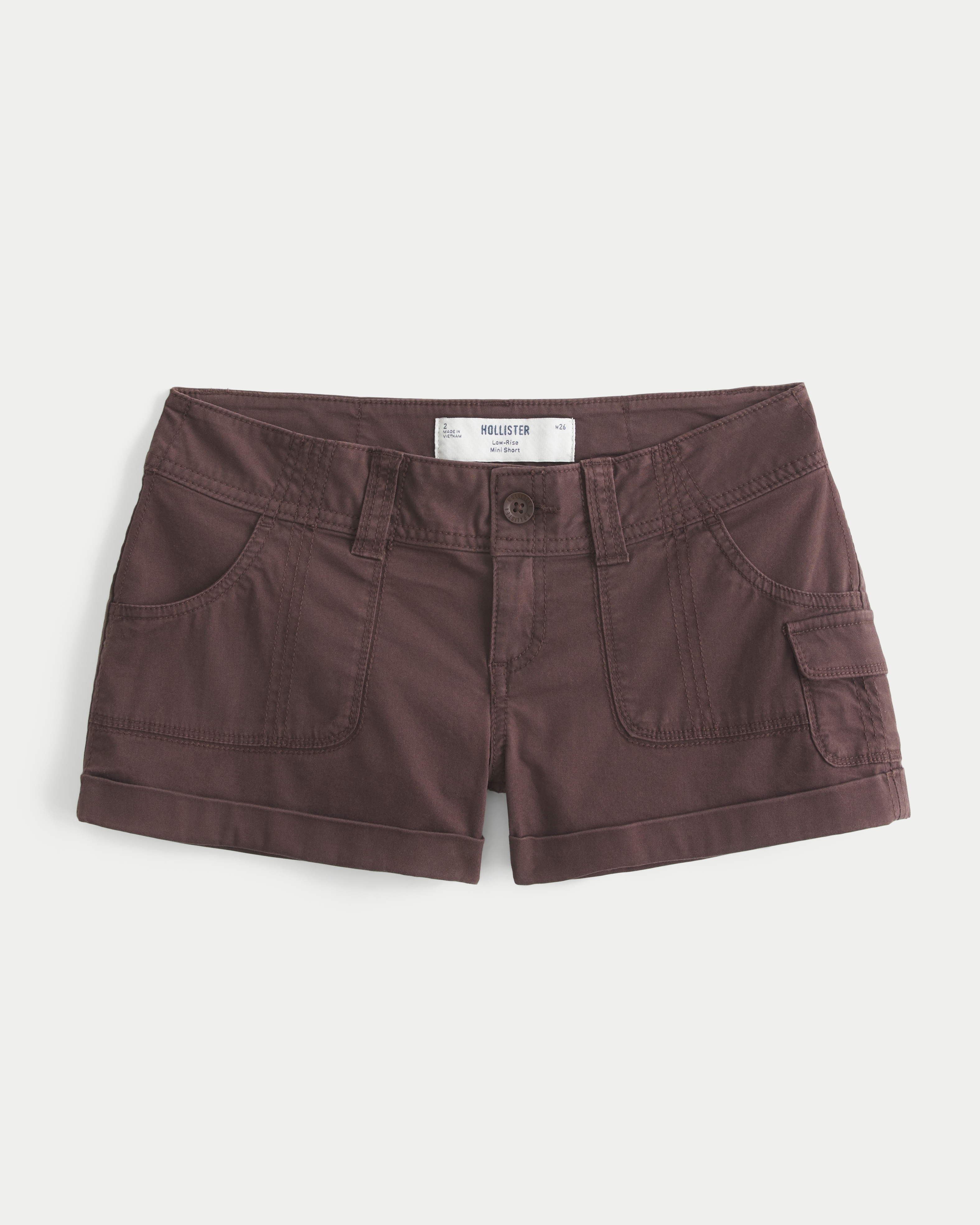 Low-Rise Twill Utility Mini Shorts